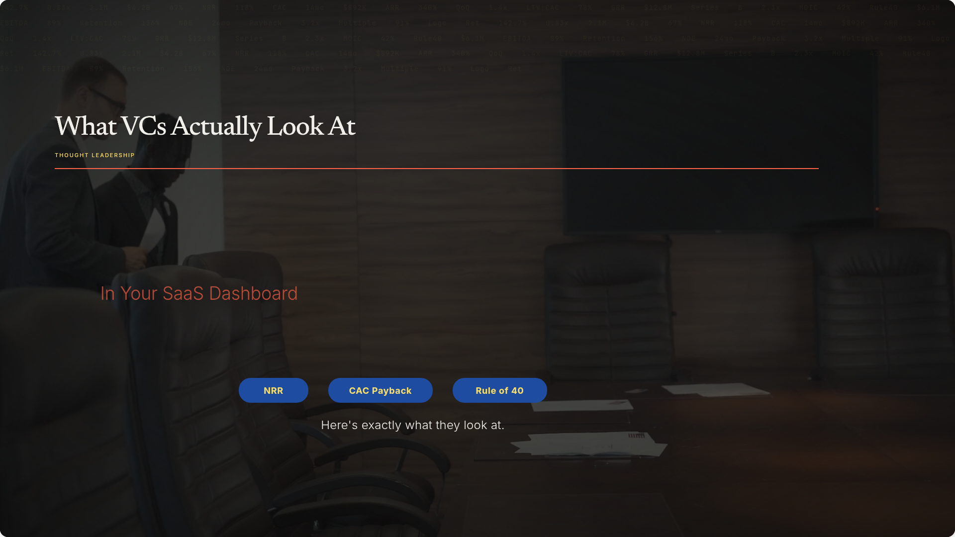 What VCs Actually Look at in Your SaaS Dashboard